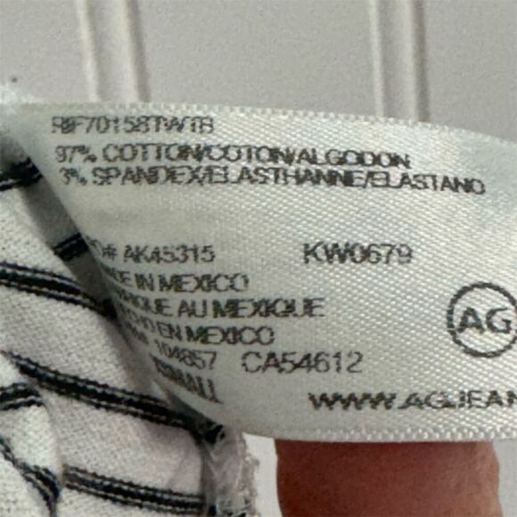 AG Adriano Goldschmied Striped Tee XS Scoop Neck Soft Cotton Y2K Minimalist - Picture 8 of 8